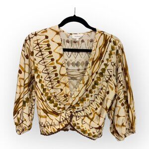 Böhme Printed Wrap Blouse – Size M NWT